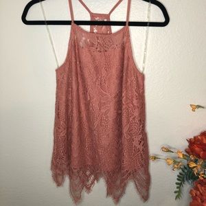 Pink lace tank